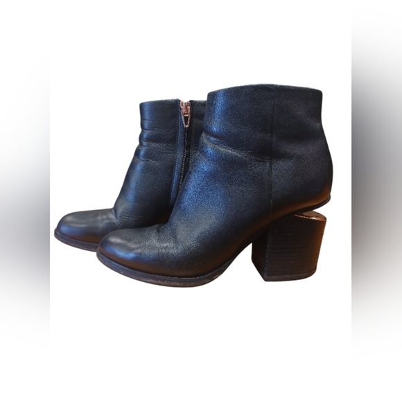 Alexander Wang EUC Gabi Black Leather Block Heel Booties Size 36.5 - Picture 3 of 10